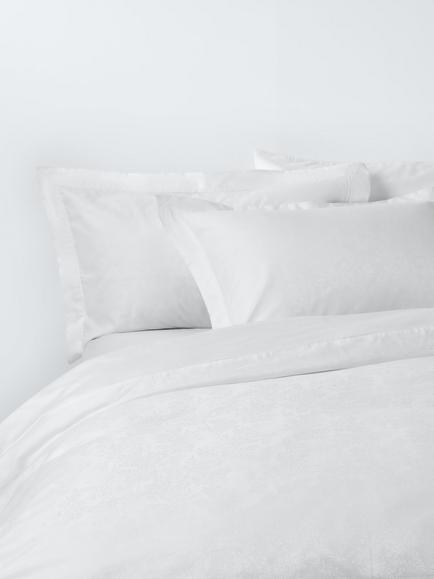 John Lewis Kaia Egyptian Cotton Floral Jacquard Duvet Cover Set, White, White