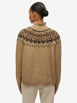 Superdry High Neck Fair Isle Jumper, Tan Brown - view 2, Tan Brown