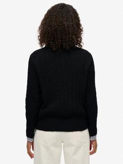 Superdry Brushed Cable Knit Henley Jumper - view 2, Black