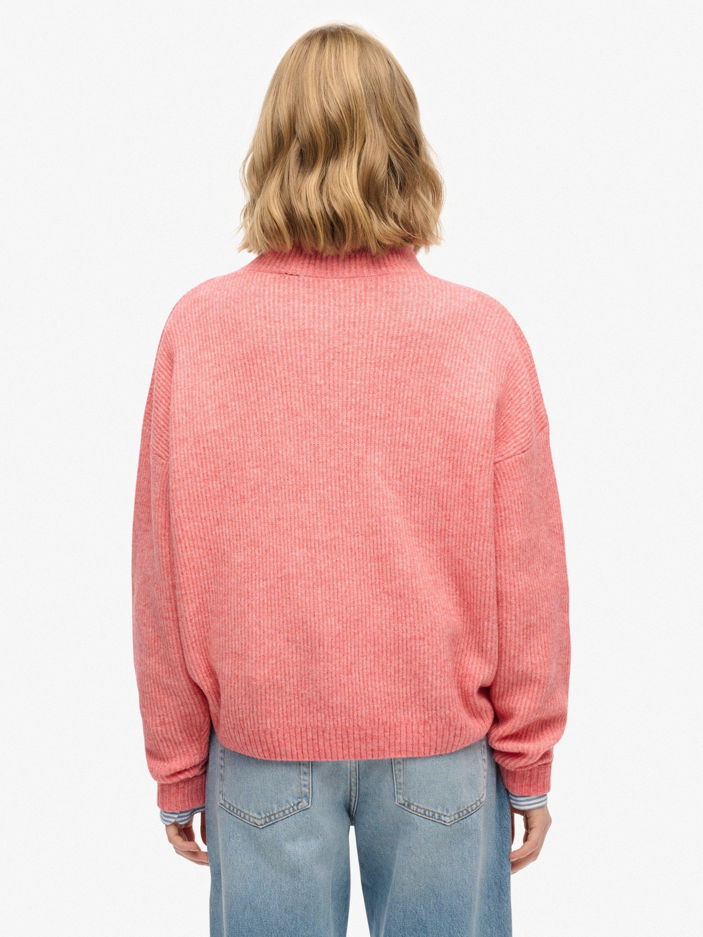 Product image 2 of 5, which shows Superdry Slouchy Mock Neck Jumper, Dry Red Twist, 6