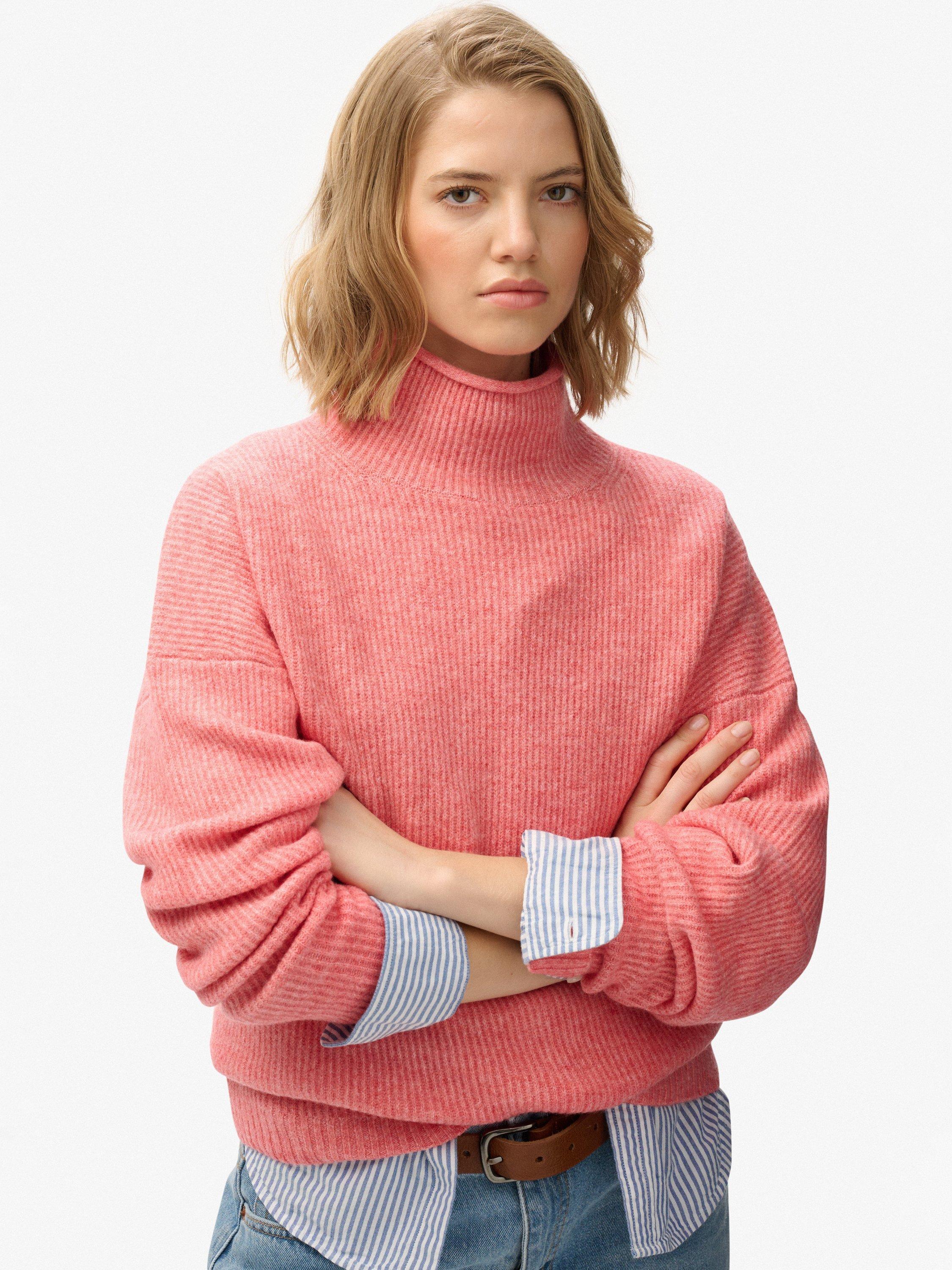 Product image 4 of 5, which shows Superdry Slouchy Mock Neck Jumper, Dry Red Twist, 6