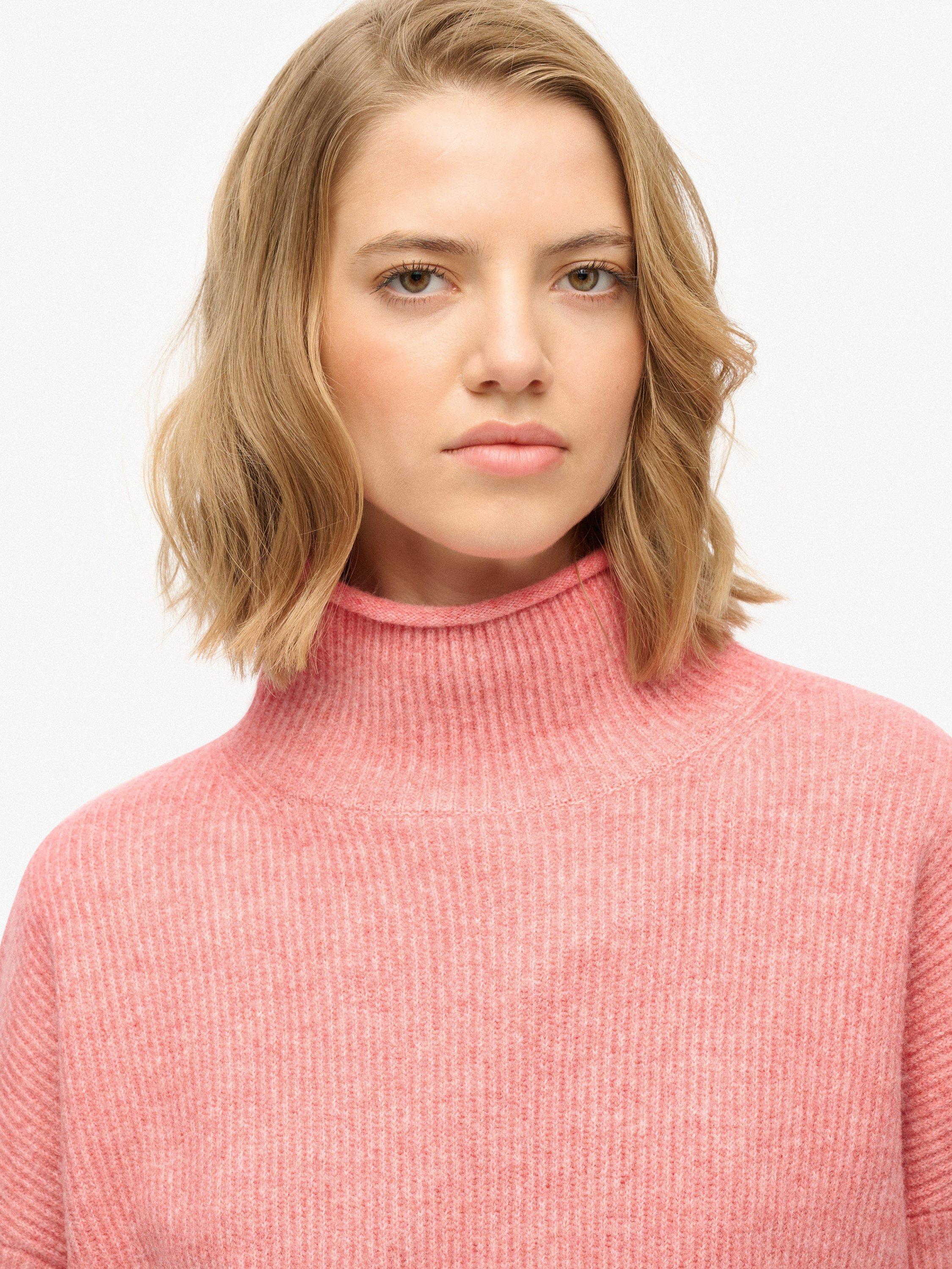 Product image 5 of 5, which shows Superdry Slouchy Mock Neck Jumper, Dry Red Twist, 6