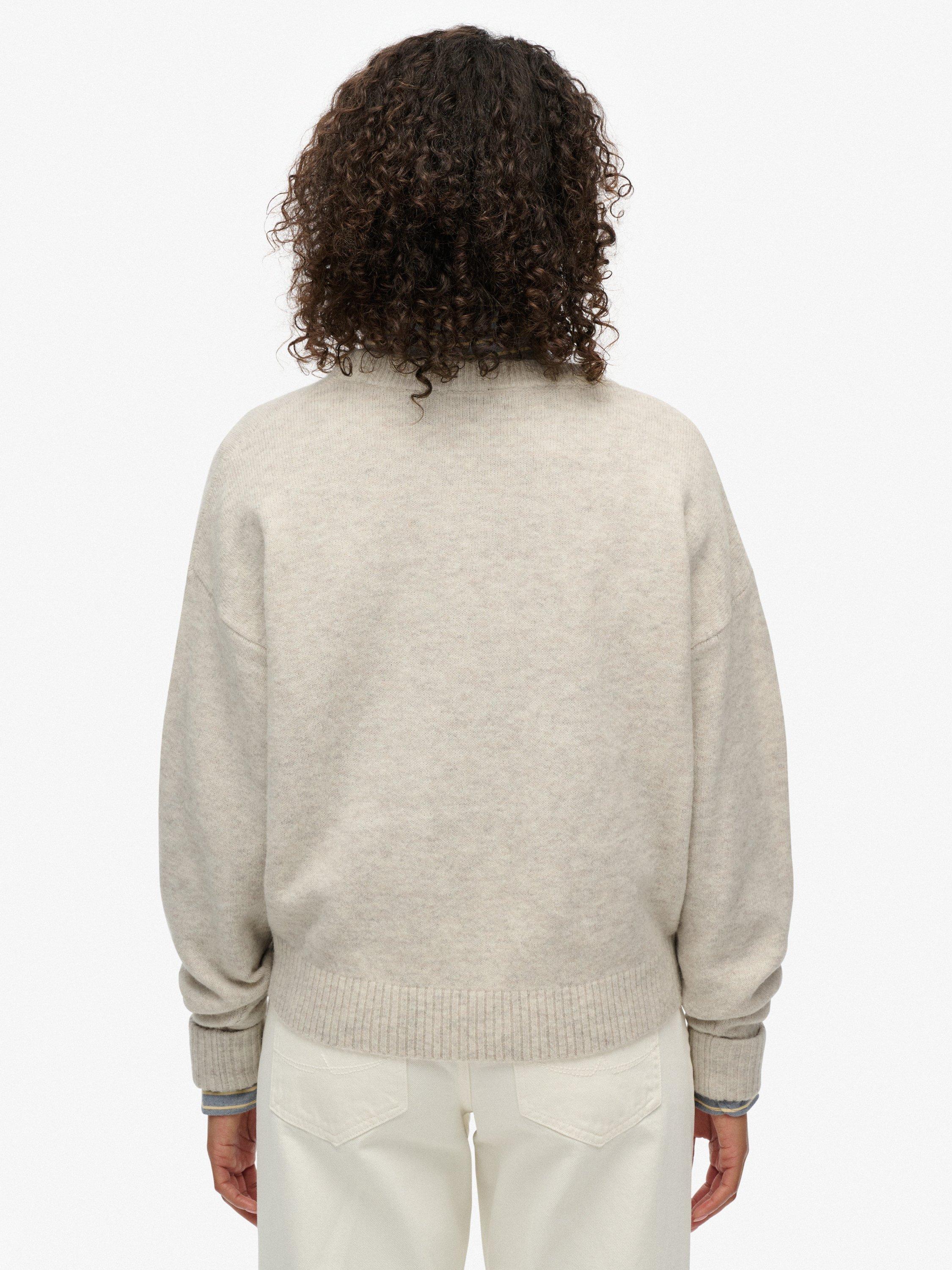 Product image 2 of 5, which shows Superdry Slouchy Crew Neck Jumper, Oatmeal Twist, 6