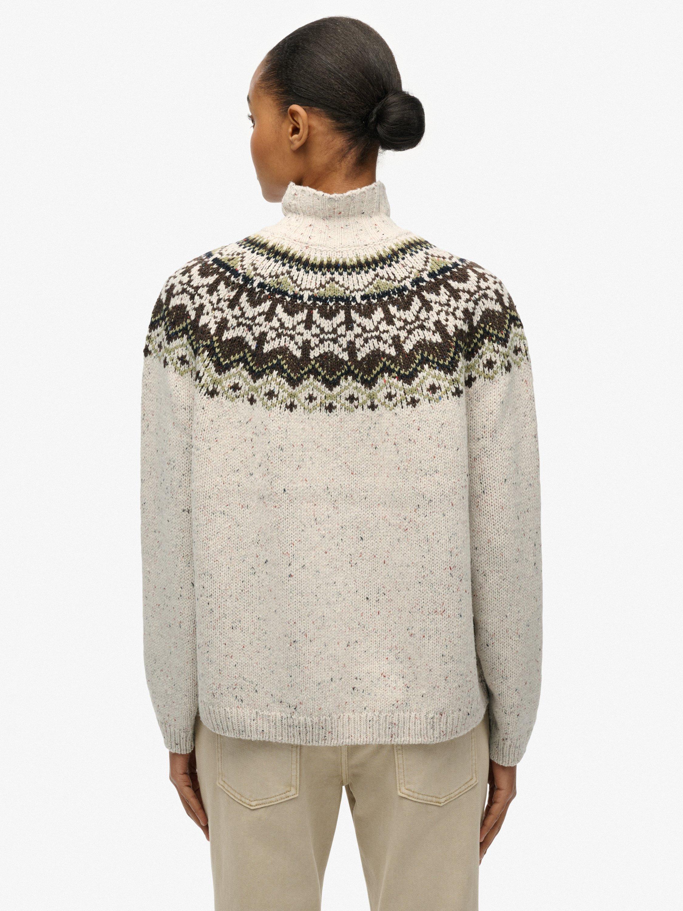 Product image 2 of 5, which shows Superdry High Neck Fair Isle Jumper, Off White/Multi, 16