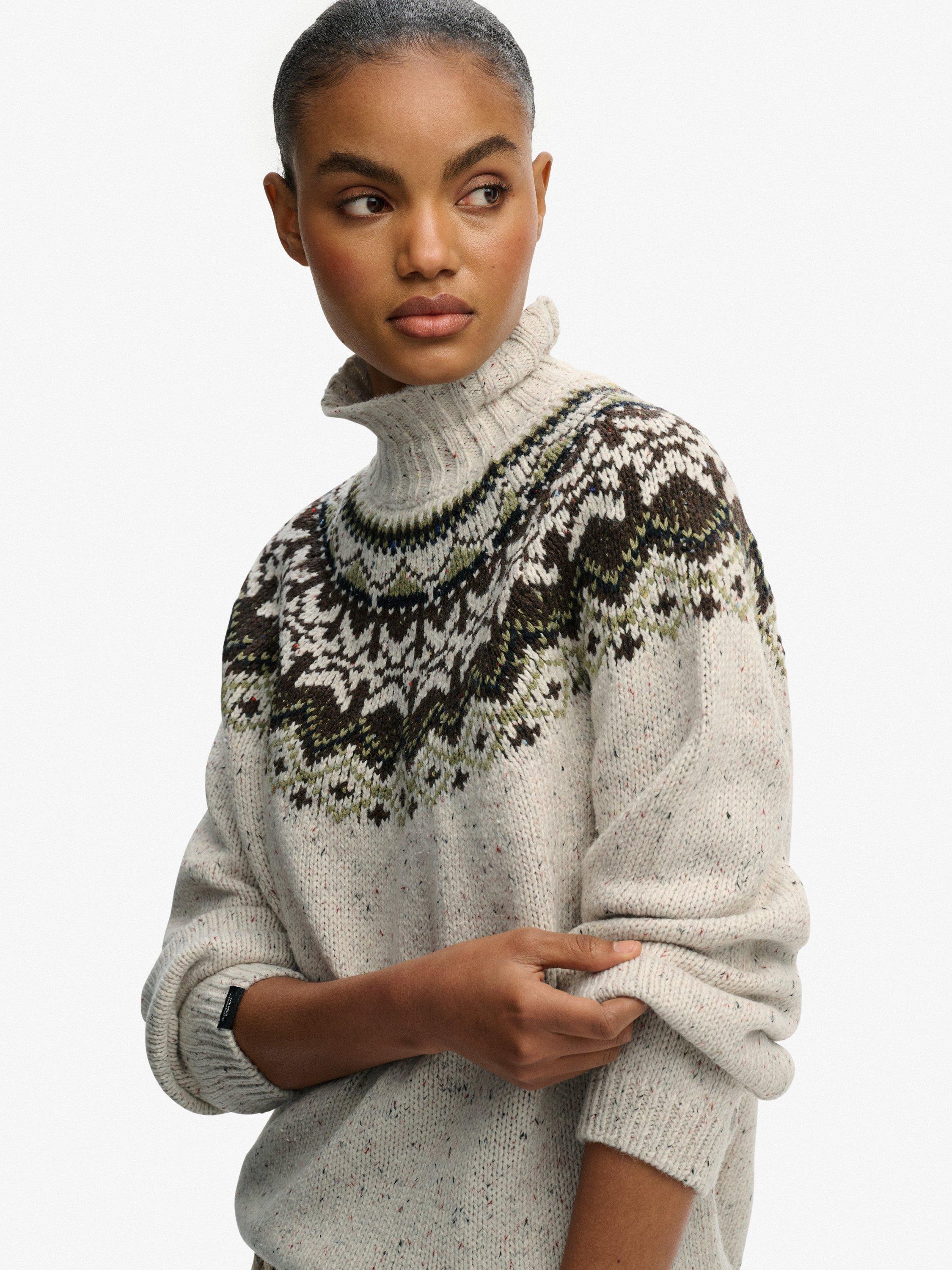 Product image 4 of 5, which shows Superdry High Neck Fair Isle Jumper, Off White/Multi, 16