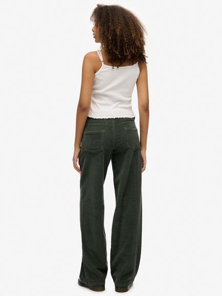 Superdry Mid Rise Baggy Jumbo Corduroy Trousers, Deep Forest Green - view 2, Deep Forest Green