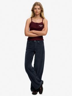 Superdry Mid Rise Baggy Corduroy Trousers, Eclipse Navy