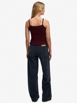 Superdry Mid Rise Baggy Corduroy Trousers - view 2, Eclipse Navy