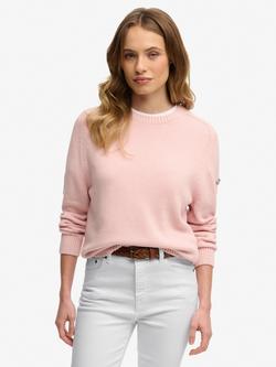 Superdry Slouchy Knit Crew Neck Sweatshirt, Pale Pink, Pale Pink