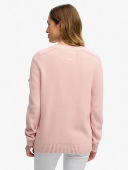 Superdry Slouchy Knit Crew Neck Sweatshirt, Pale Pink - view 2, Pale Pink