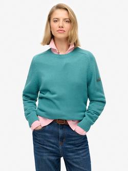 Superdry Slouchy Knitted Crew Sweatshirt, Teal, Teal