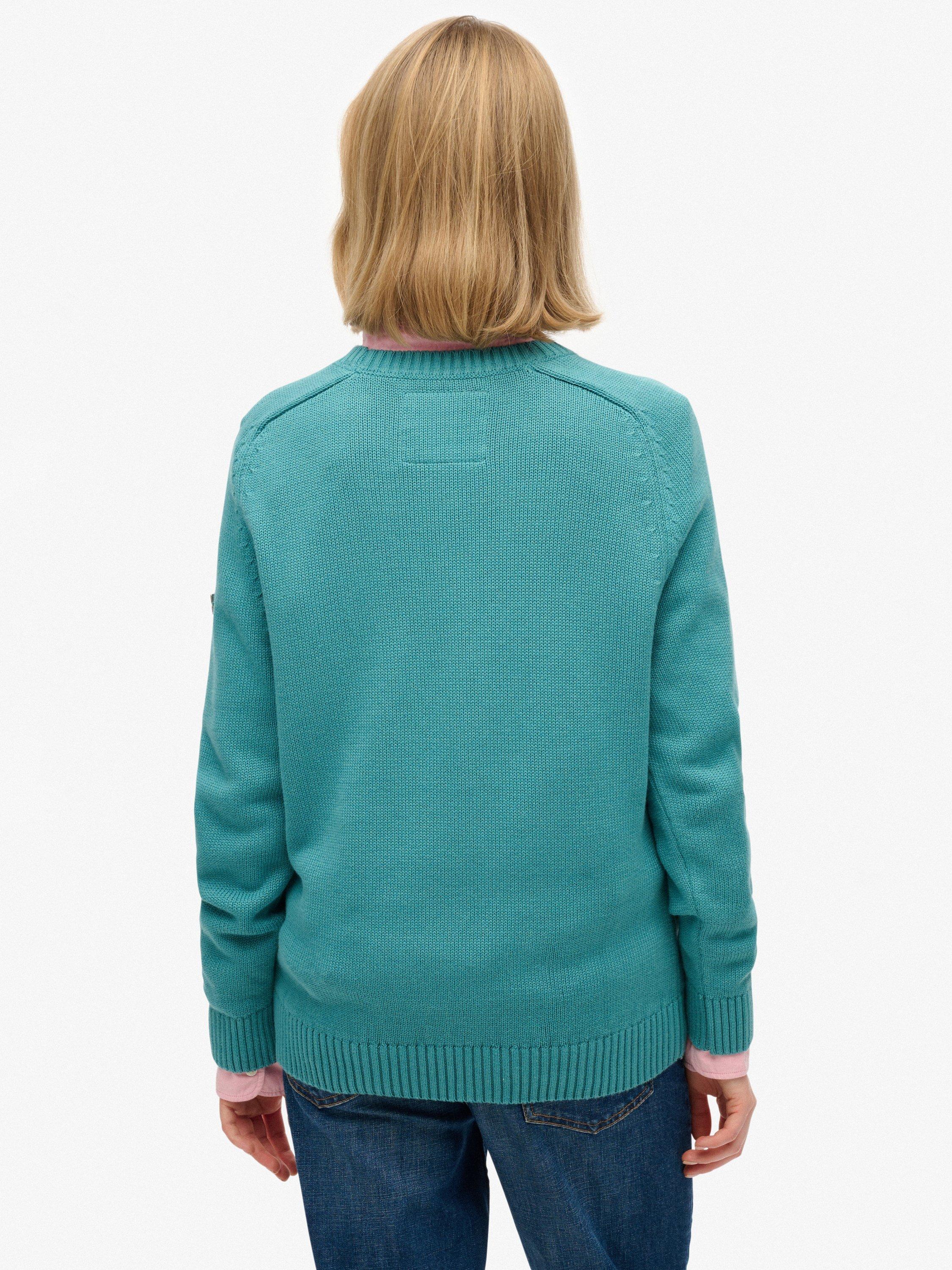 Product image 2 of 5, which shows Superdry Slouchy Knitted Crew Sweatshirt, Teal, 6