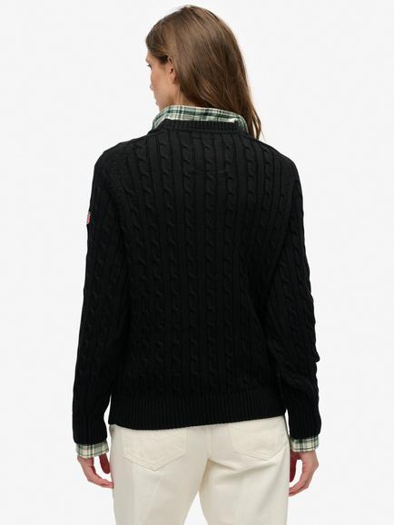Superdry Slouchy Cable Knit Jumper - view 2, Black