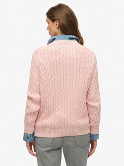 Superdry Slouchy Cable Knit Jumper - view 2, Pale Pink
