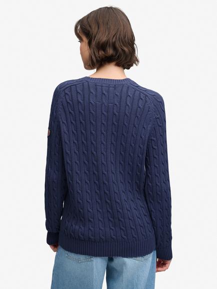 Superdry Slouchy Cable Knit Jumper, Soft Navy - view 2, Soft Navy