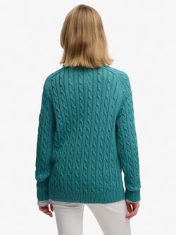 Superdry Slouchy Cable Knit Jumper - view 2, Teal