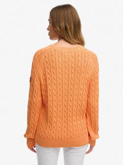 Superdry Slouchy Cable Knit Jumper - view 2, Washed Tangerine