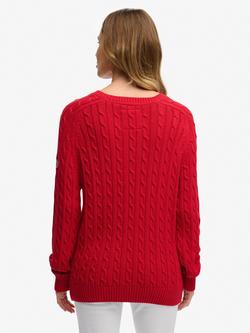 Superdry Slouchy Cable Knit Jumper - view 2, Varsity Red