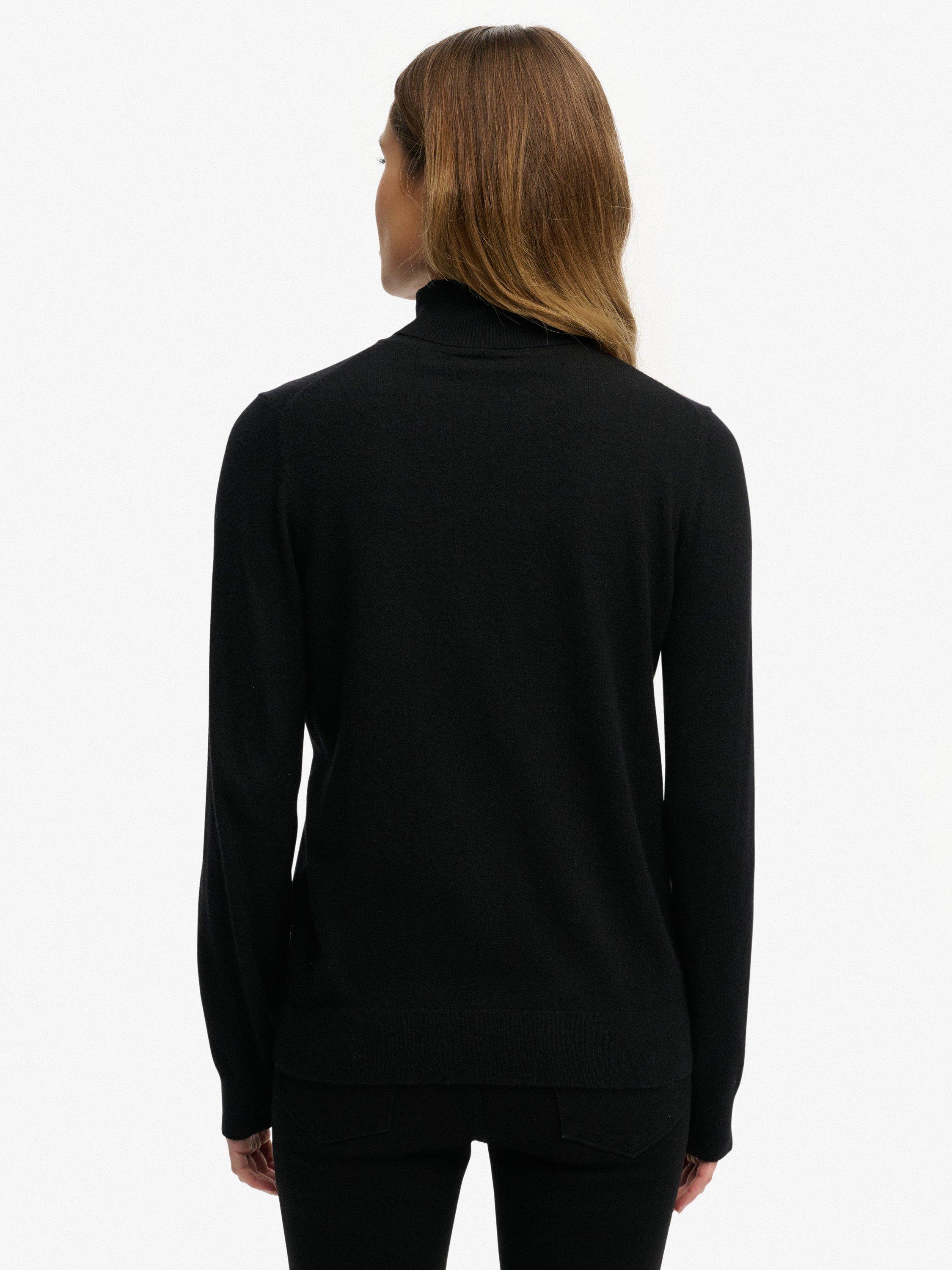Product image 2 of 5, which shows Superdry Classic Turtle Neck Knit Jumper with Wool, Black, 6