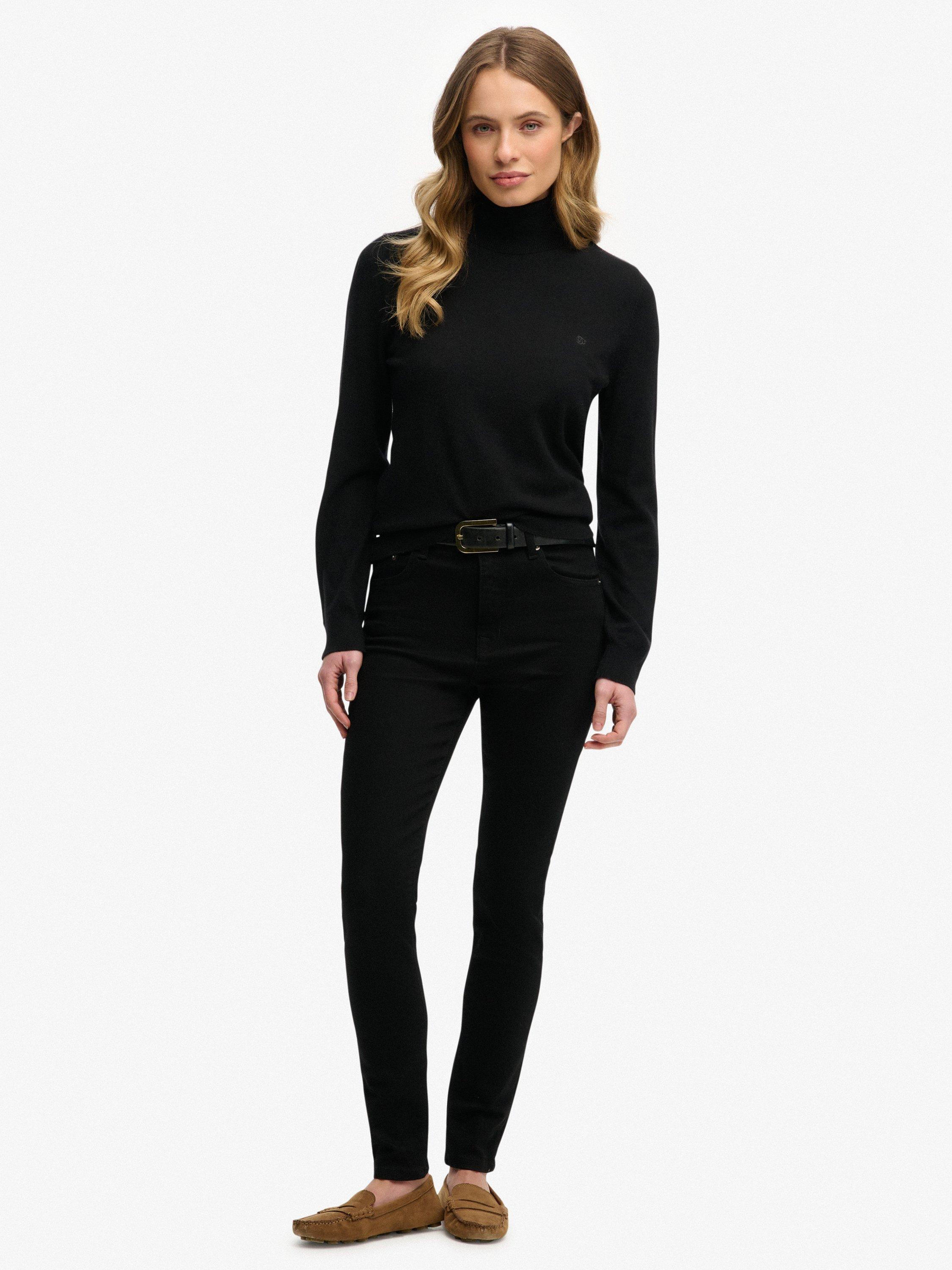 Product image 3 of 5, which shows Superdry Classic Turtle Neck Knit Jumper with Wool, Black, 6