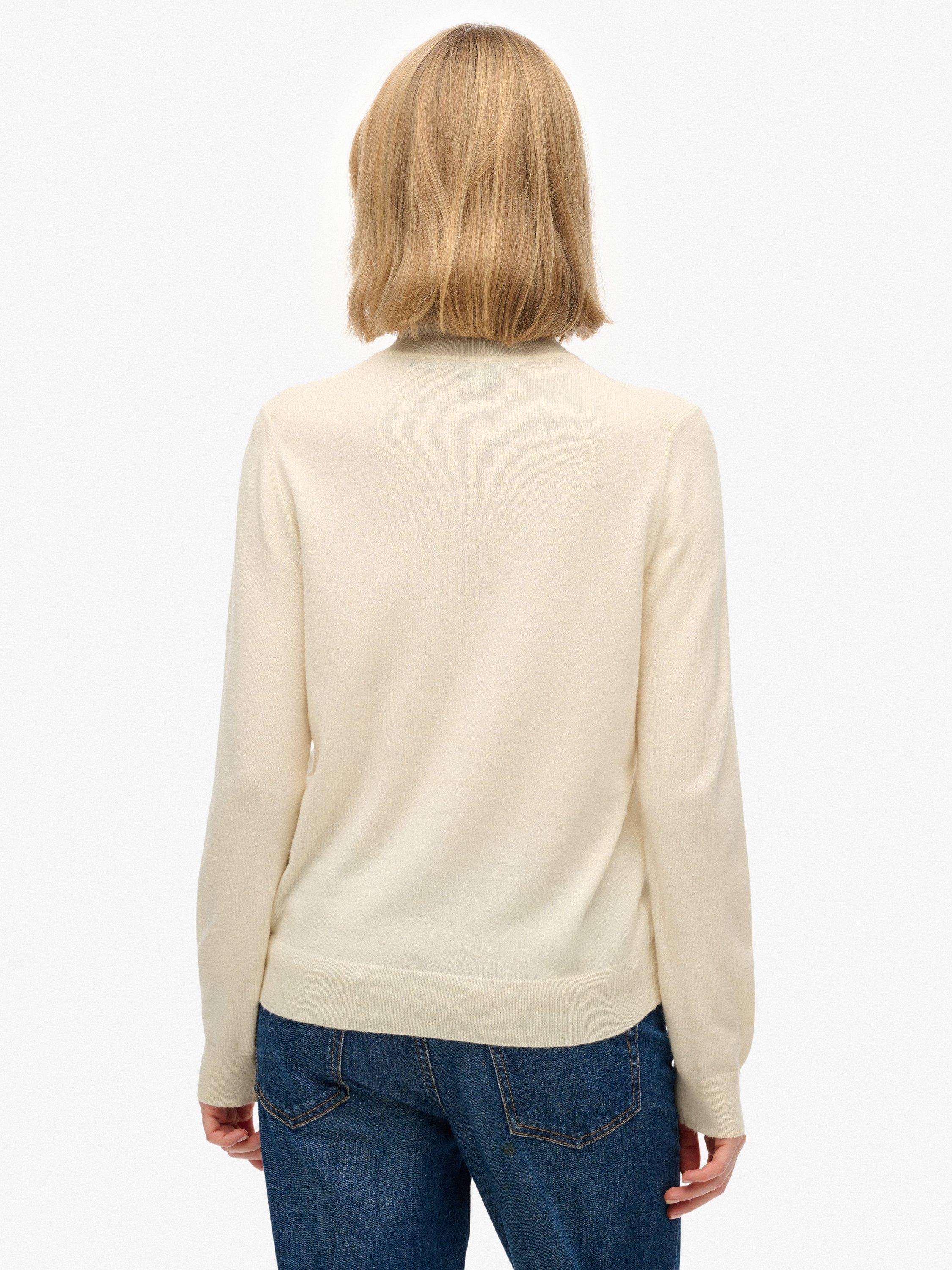 Product image 2 of 5, which shows Superdry Classic Turtle Neck Knit Jumper with Wool, Cream Marl, 6