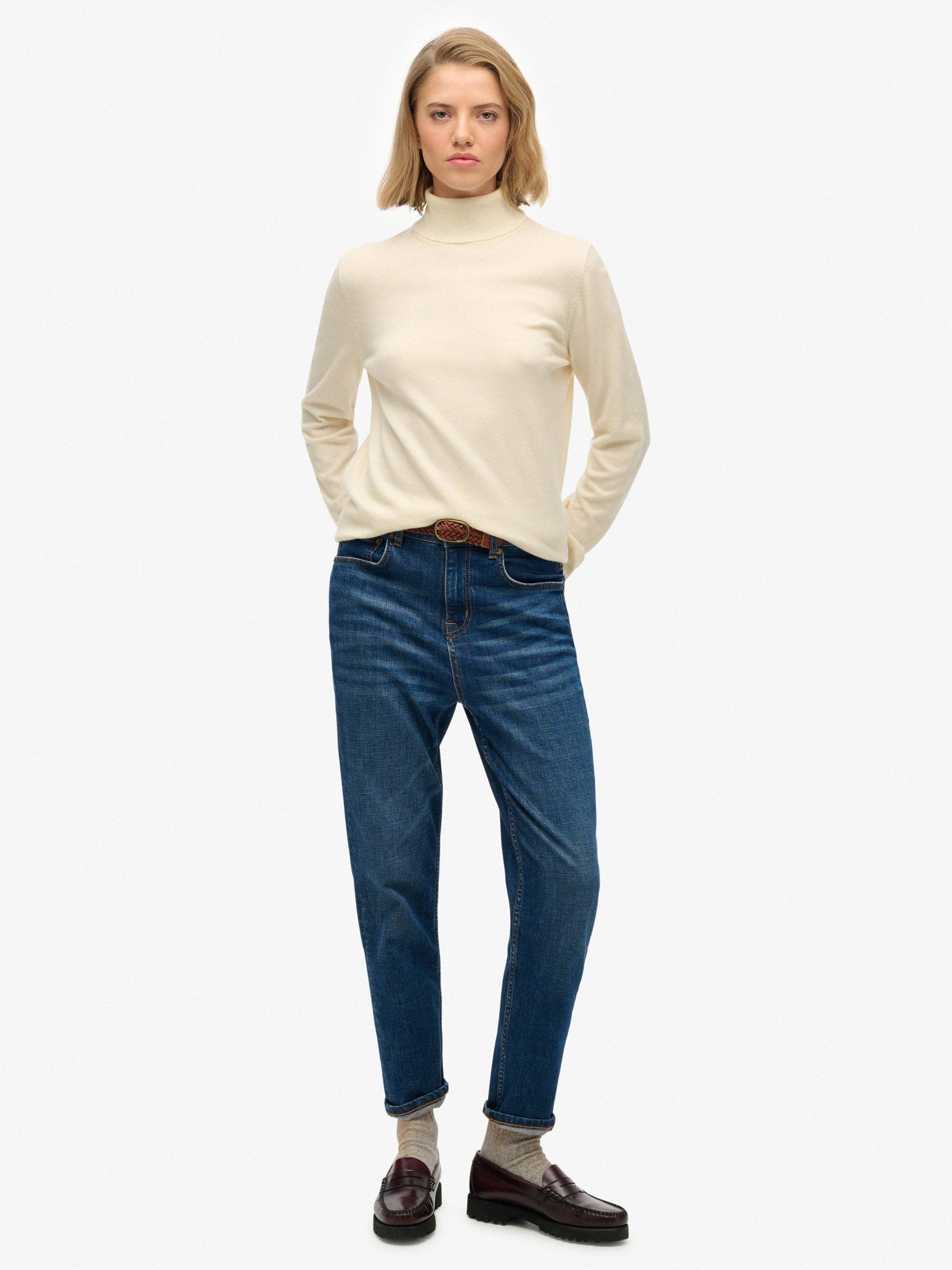 Product image 3 of 5, which shows Superdry Classic Turtle Neck Knit Jumper with Wool, Cream Marl, 6