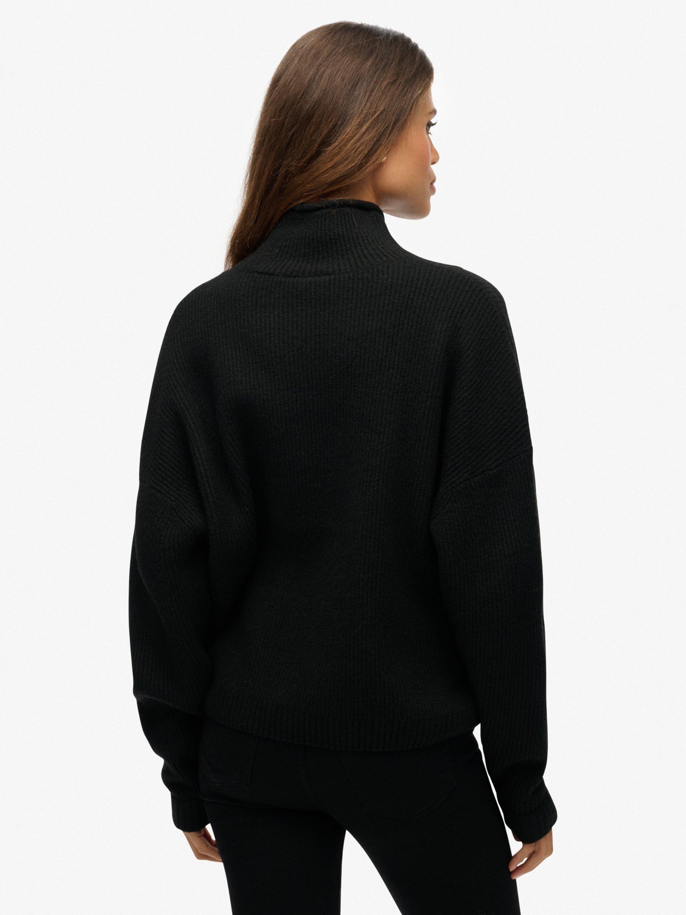 Product image 2 of 5, which shows Superdry Slouchy Mock Neck Jumper, Black Twist, 6