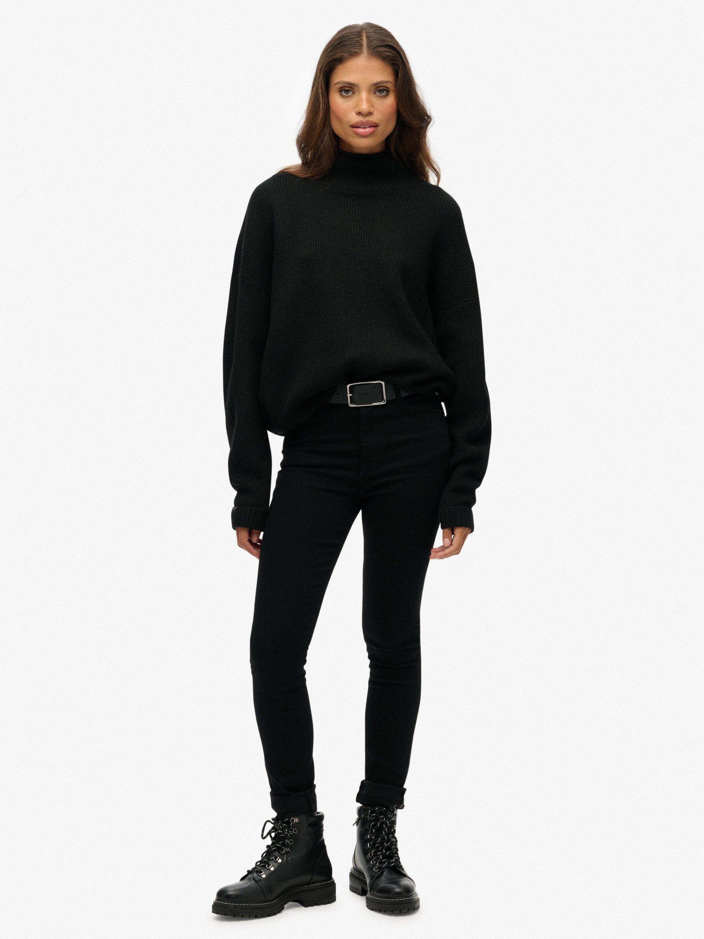 Product image 3 of 5, which shows Superdry Slouchy Mock Neck Jumper, Black Twist, 6