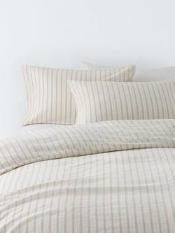 John Lewis Mia Stripe Pure Cotton Weave Bedding, Natural