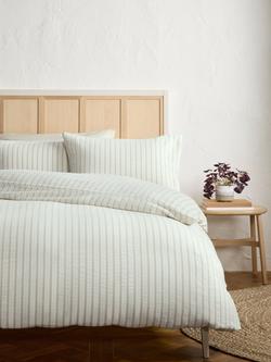 John Lewis Mia Stripe Pure Cotton Weave Bedding - view 2, Natural