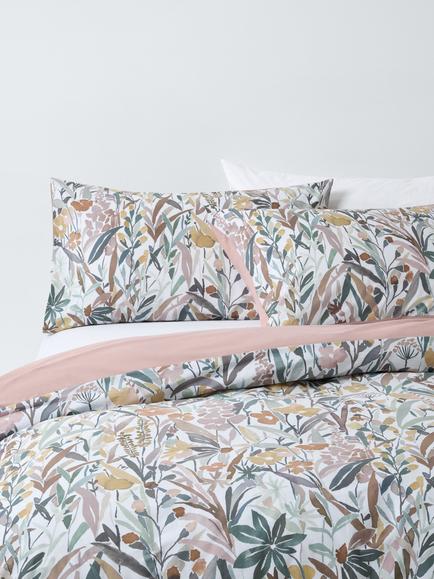 John Lewis Penelope Floral Washed Cotton Percale Duvet Cover Set, 200 Thread Count, Multi