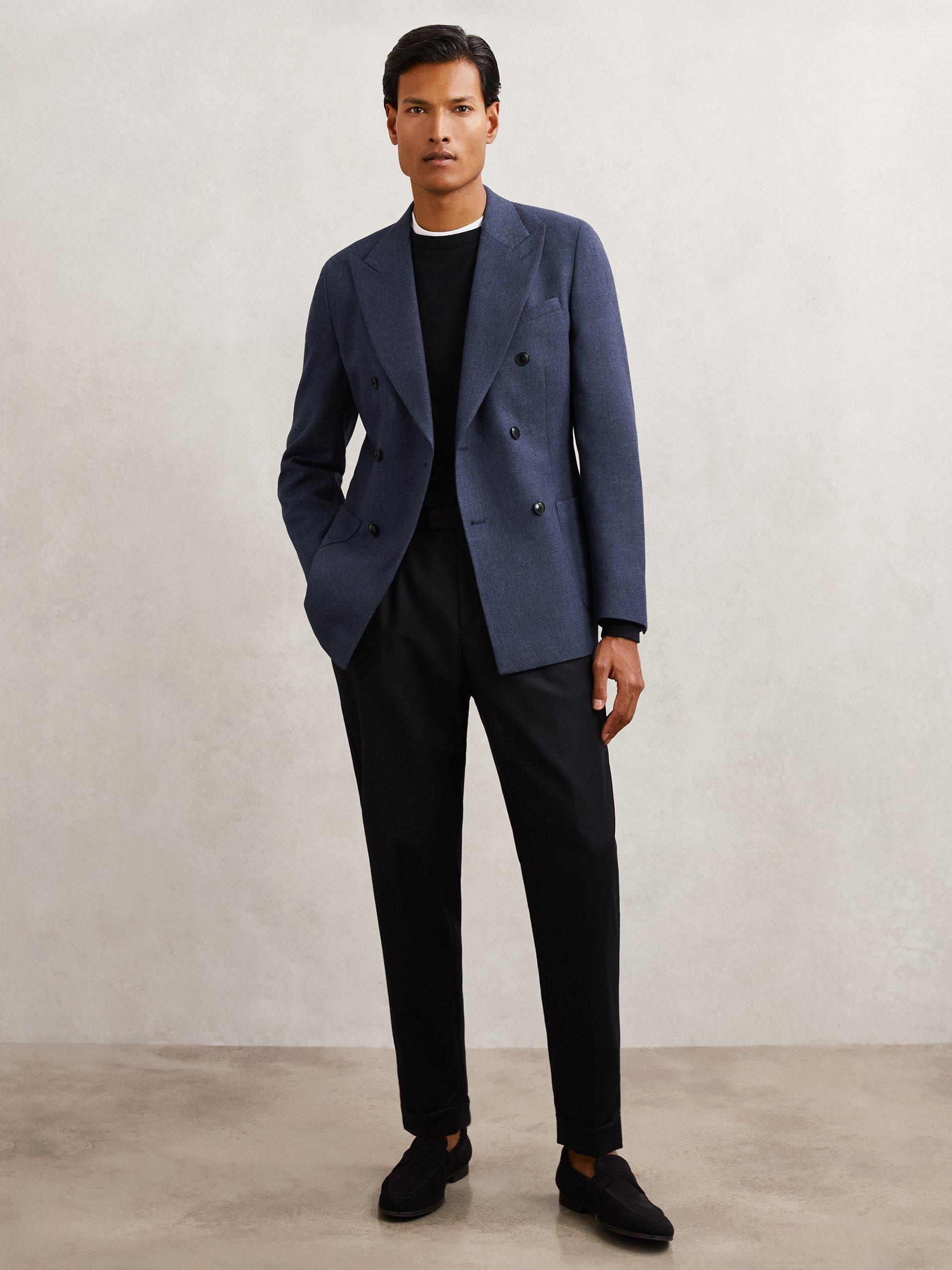 Product image 4 of 5, which shows Reiss Oasis Wool Blend Double Breasted Blazer, Navy, 42