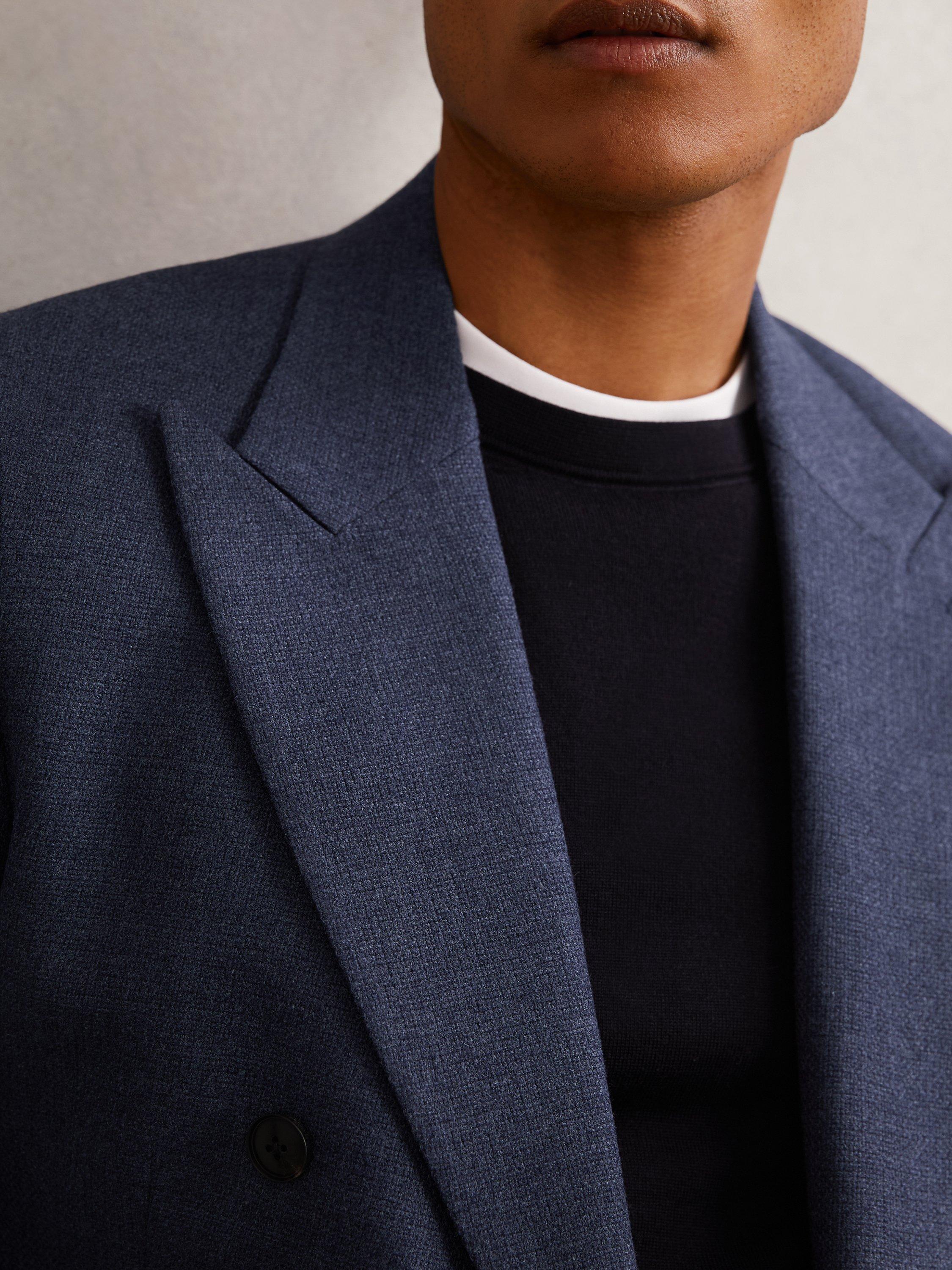 Product image 5 of 5, which shows Reiss Oasis Wool Blend Double Breasted Blazer, Navy, 42