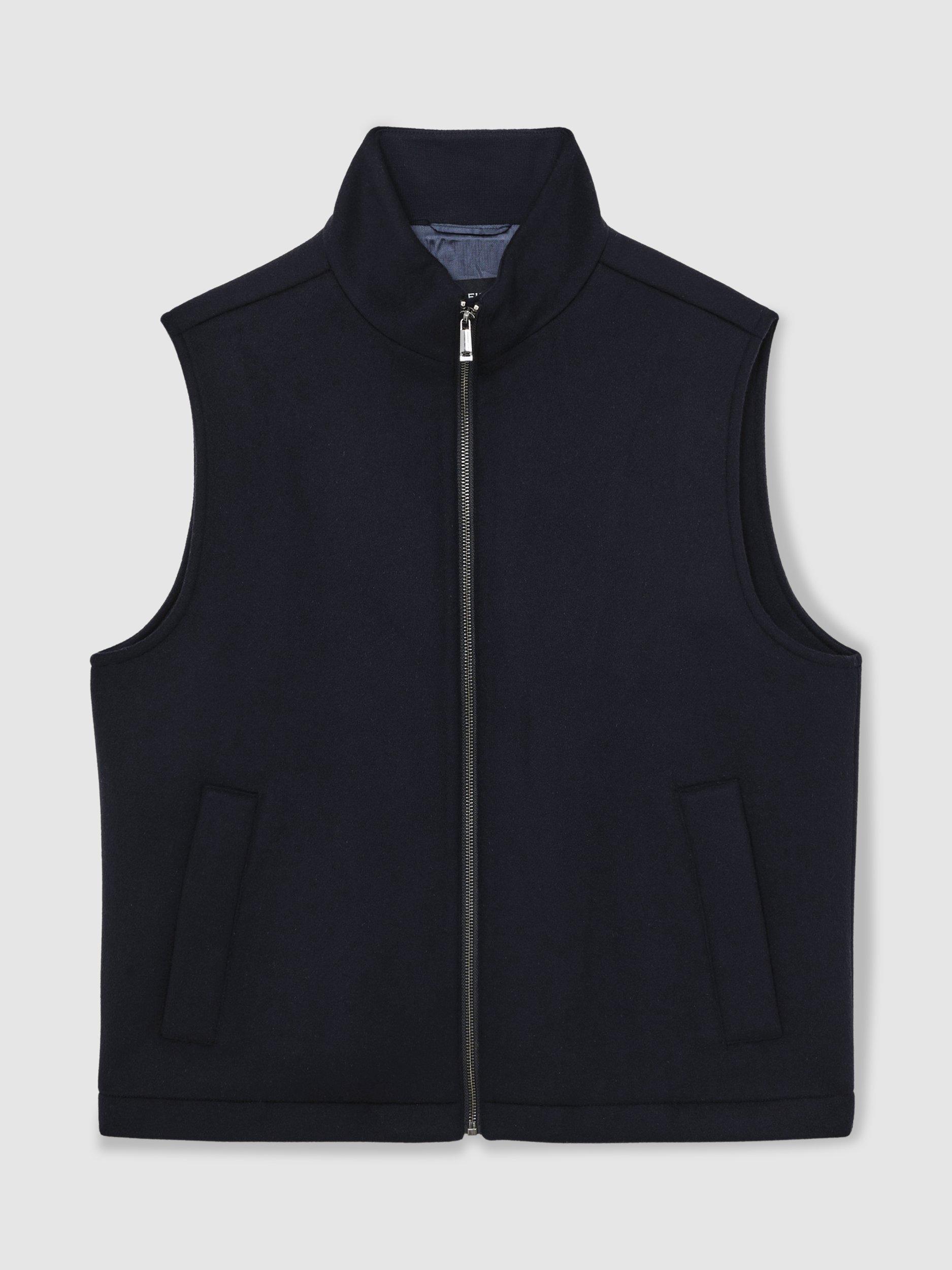 Product image 3 of 5, which shows Reiss Hewitt Wool Mix Gilet, Navy, M