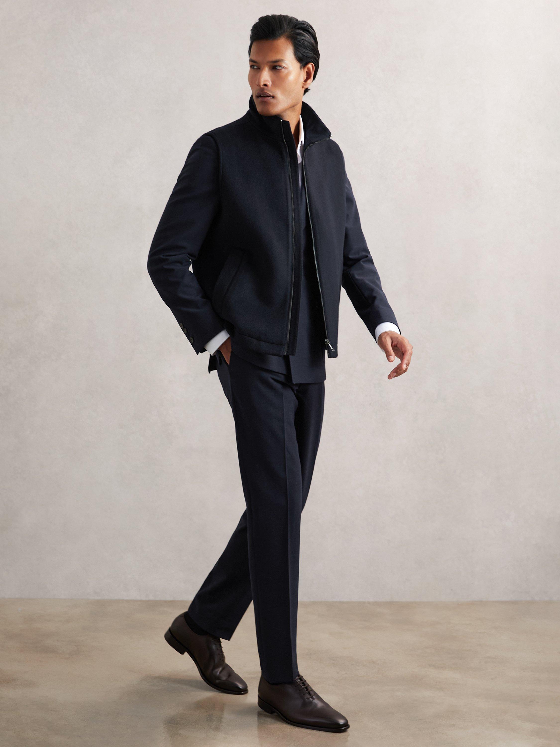 Product image 5 of 5, which shows Reiss Hewitt Wool Mix Gilet, Navy, M