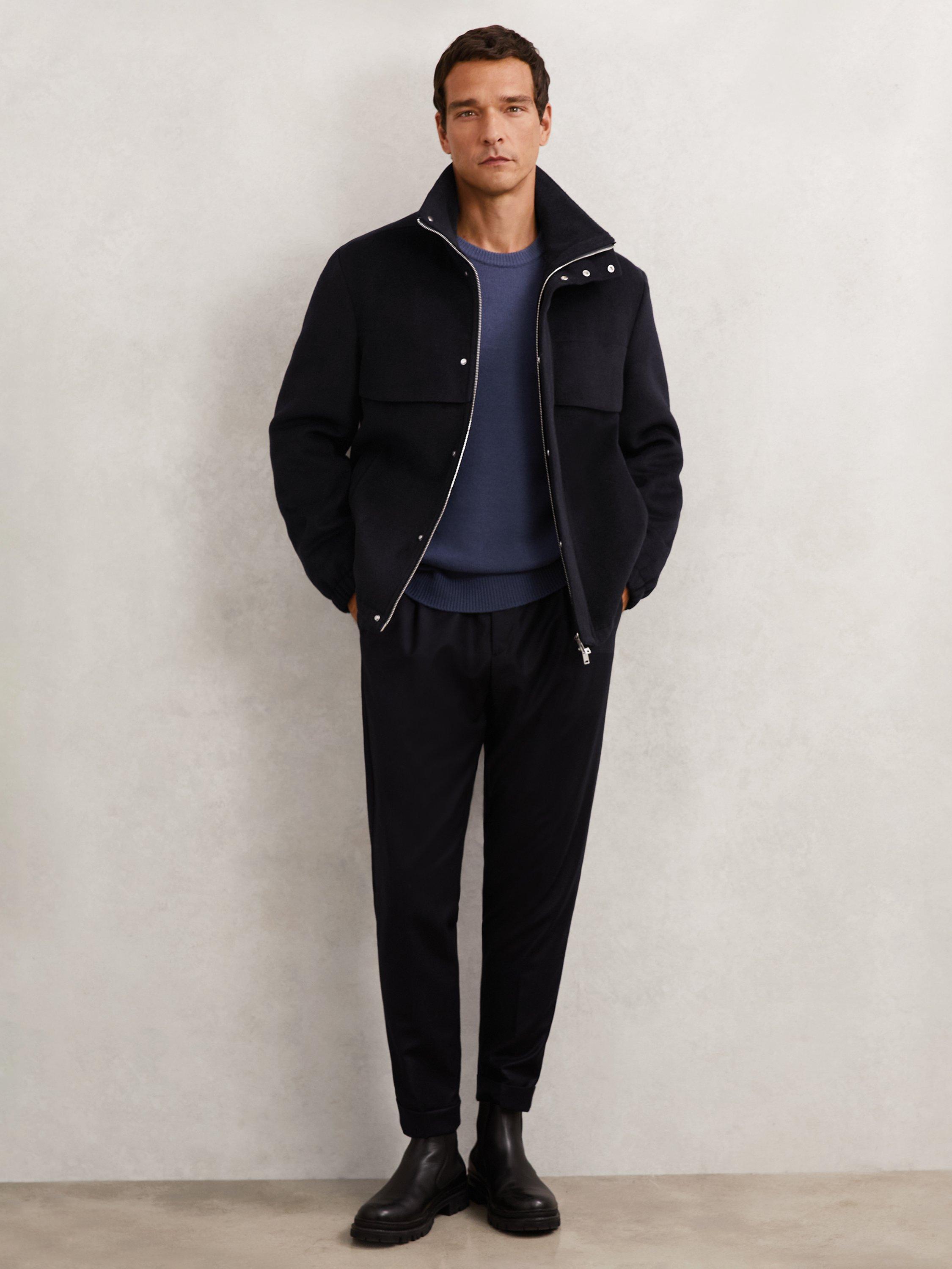 Product image 1 of 5, which shows Reiss Noel Wool Blend Jacket, Navy, S