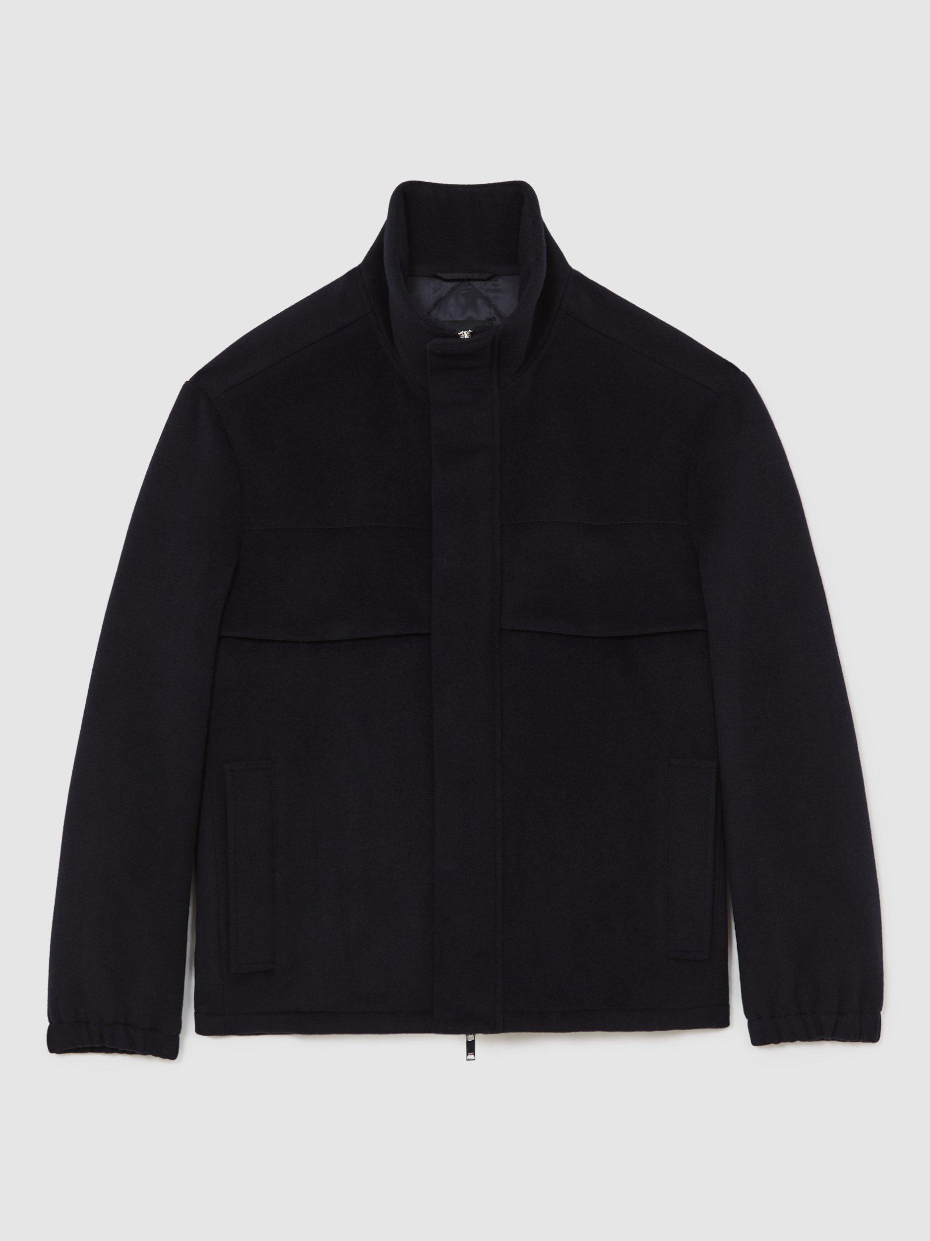 Product image 3 of 5, which shows Reiss Noel Wool Blend Jacket, Navy, S