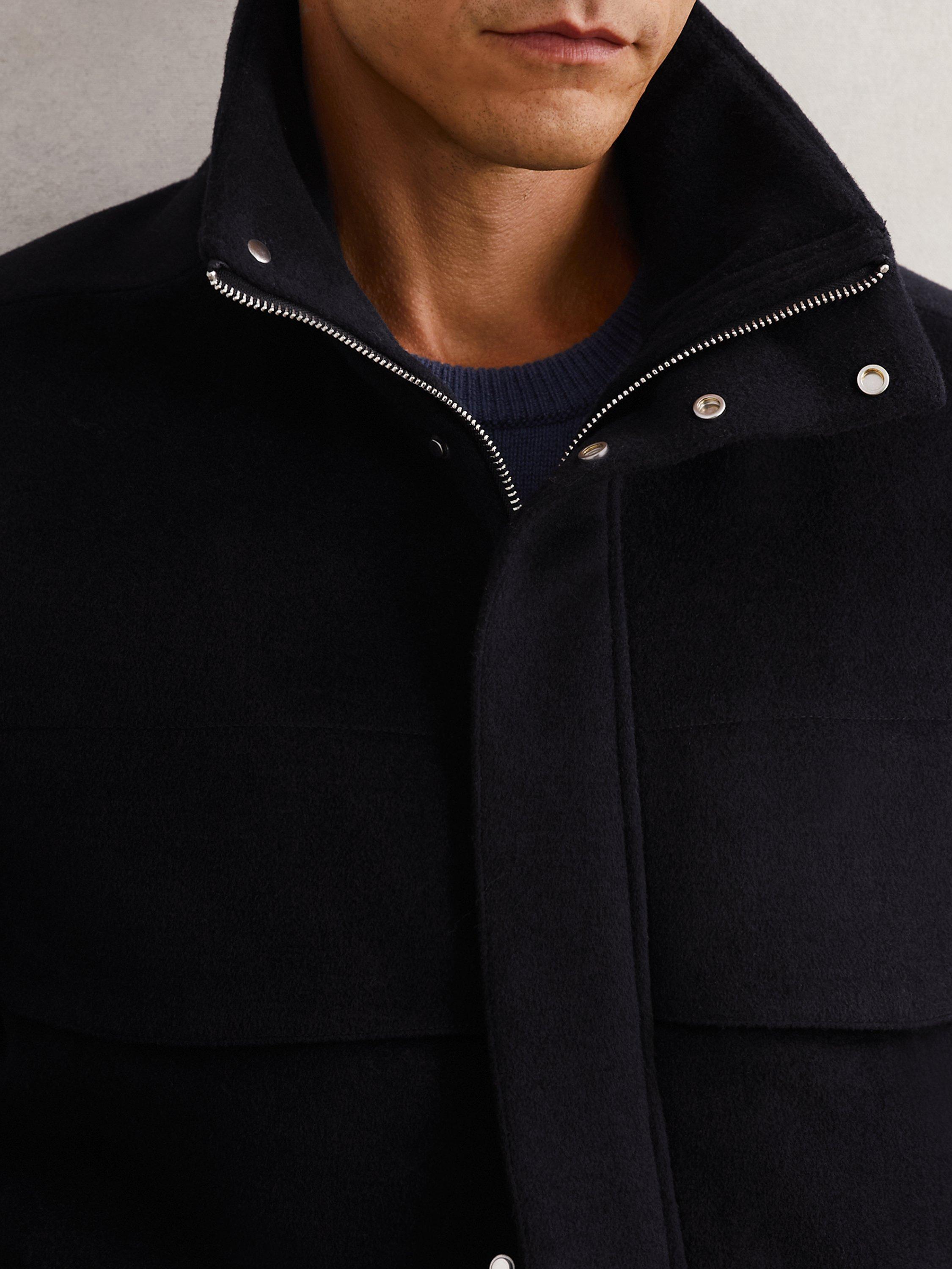 Product image 5 of 5, which shows Reiss Noel Wool Blend Jacket, Navy, S