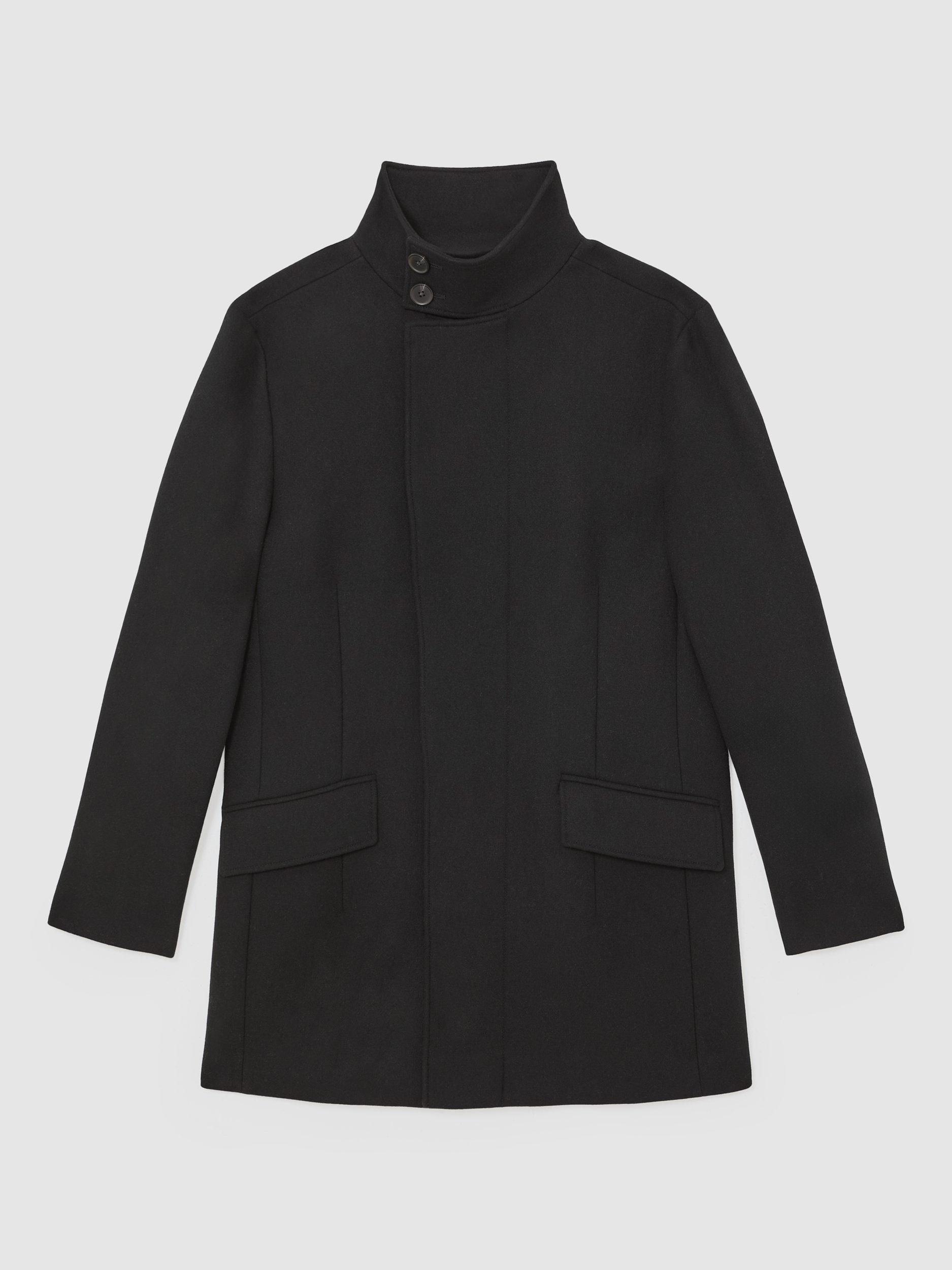 Product image 3 of 5, which shows Reiss Riot Wool Blend Coat, Black, XS