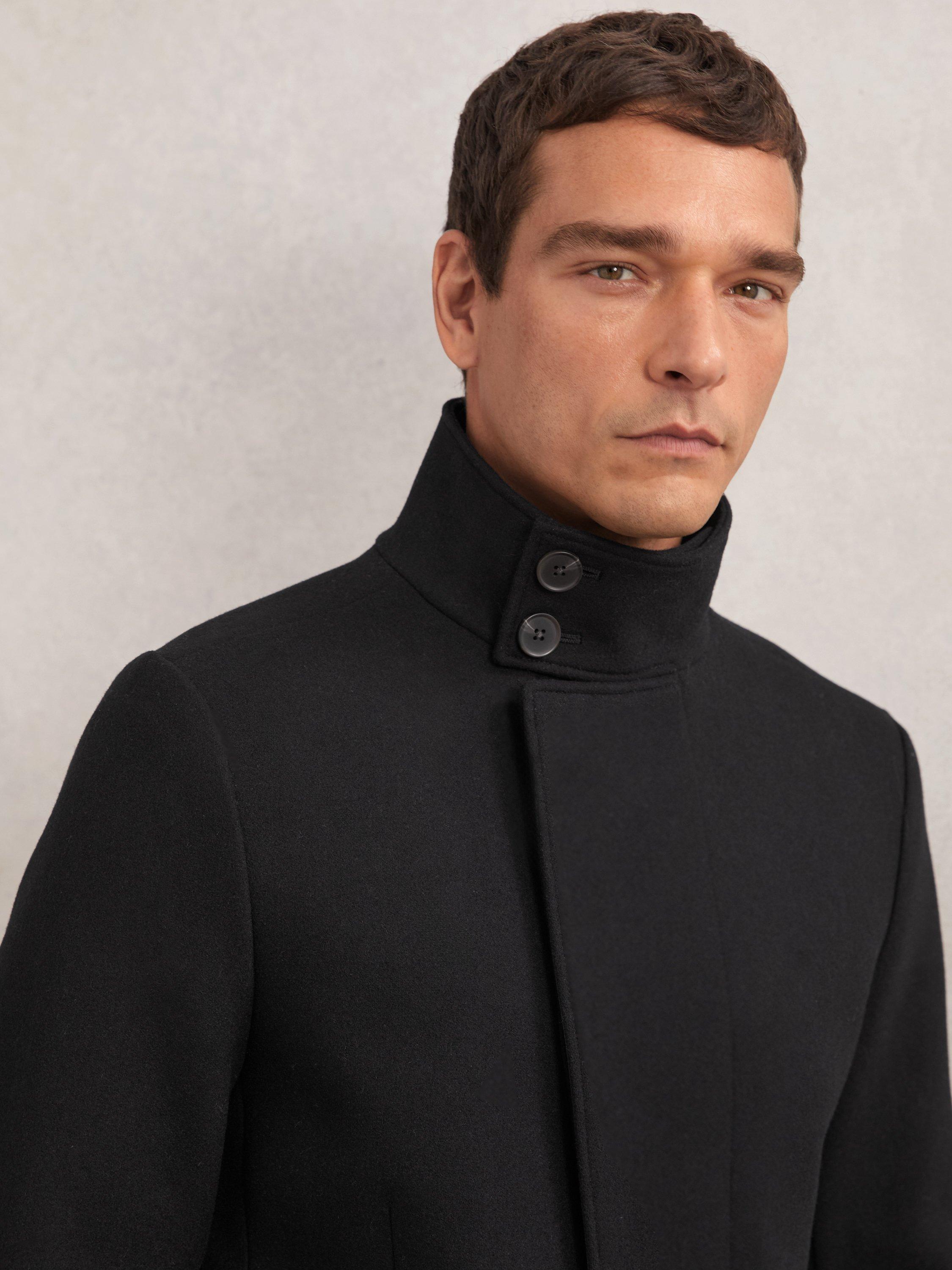 Product image 5 of 5, which shows Reiss Riot Wool Blend Coat, Black, XS