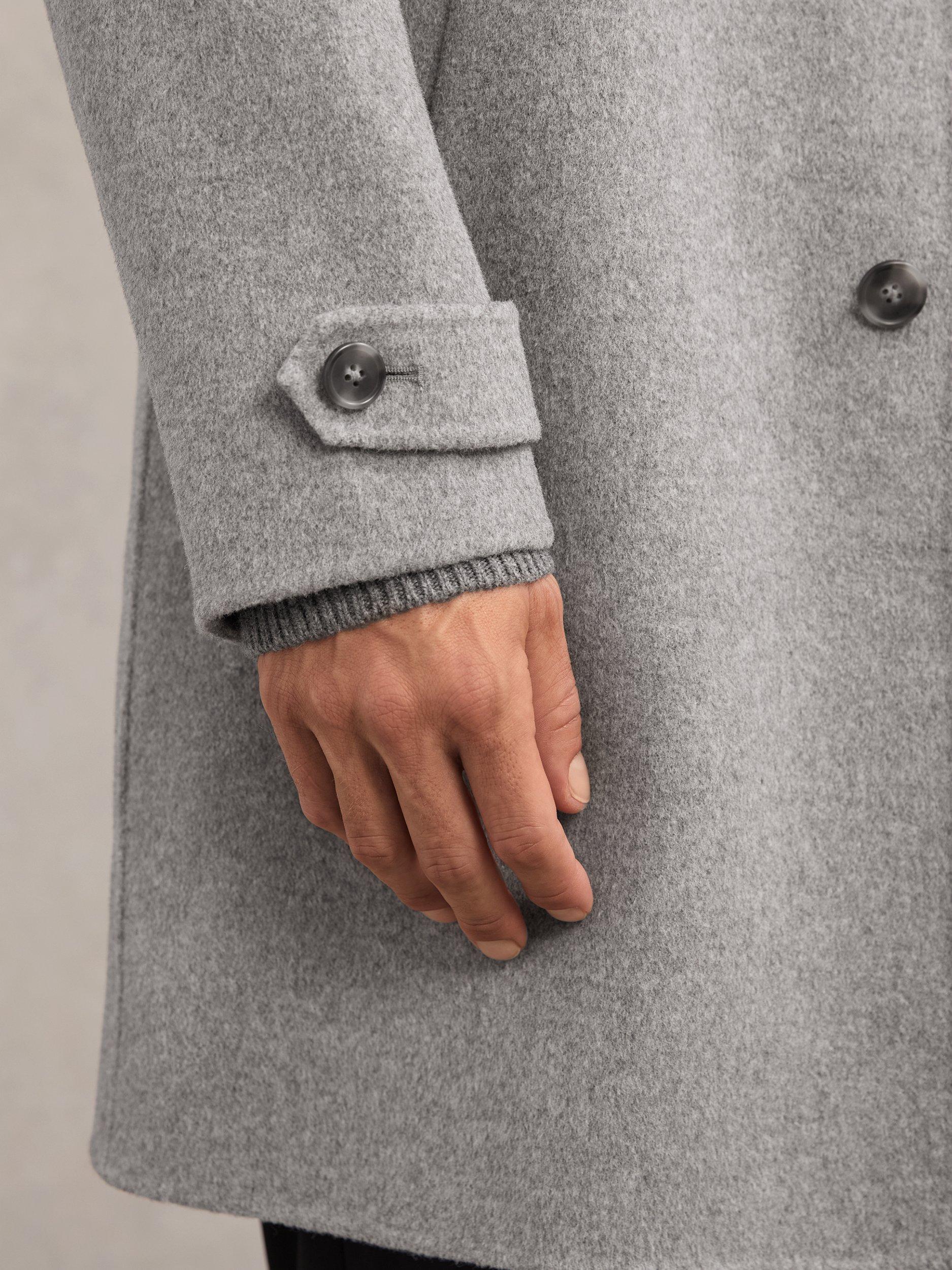Product image 2 of 5, which shows Reiss Squire Wool Blend Single Breasted Overcoat, Charcoal Grey, XS
