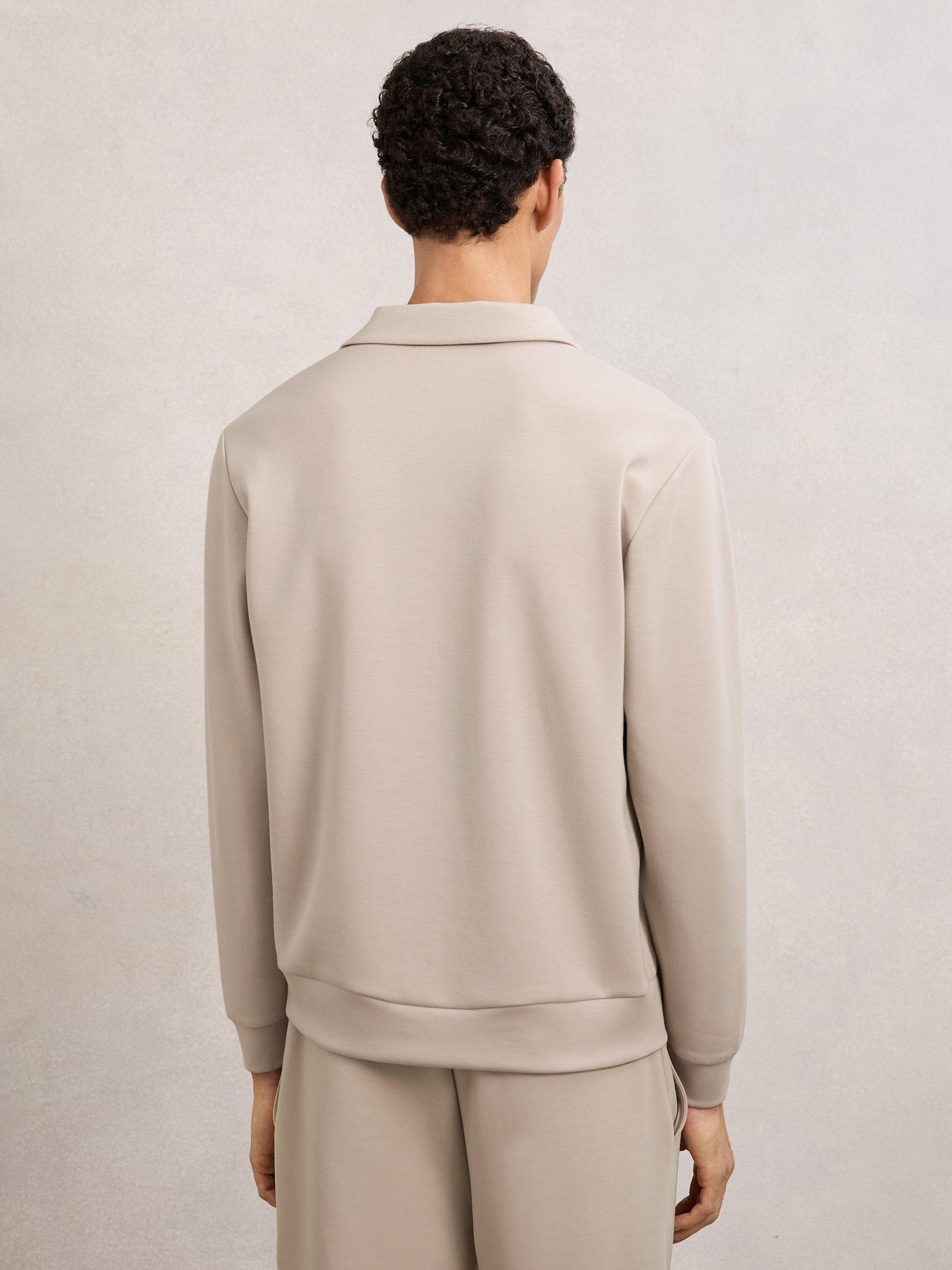 Product image 2 of 5, which shows Reiss Pearson Polo Sweatshirt, Stone, M