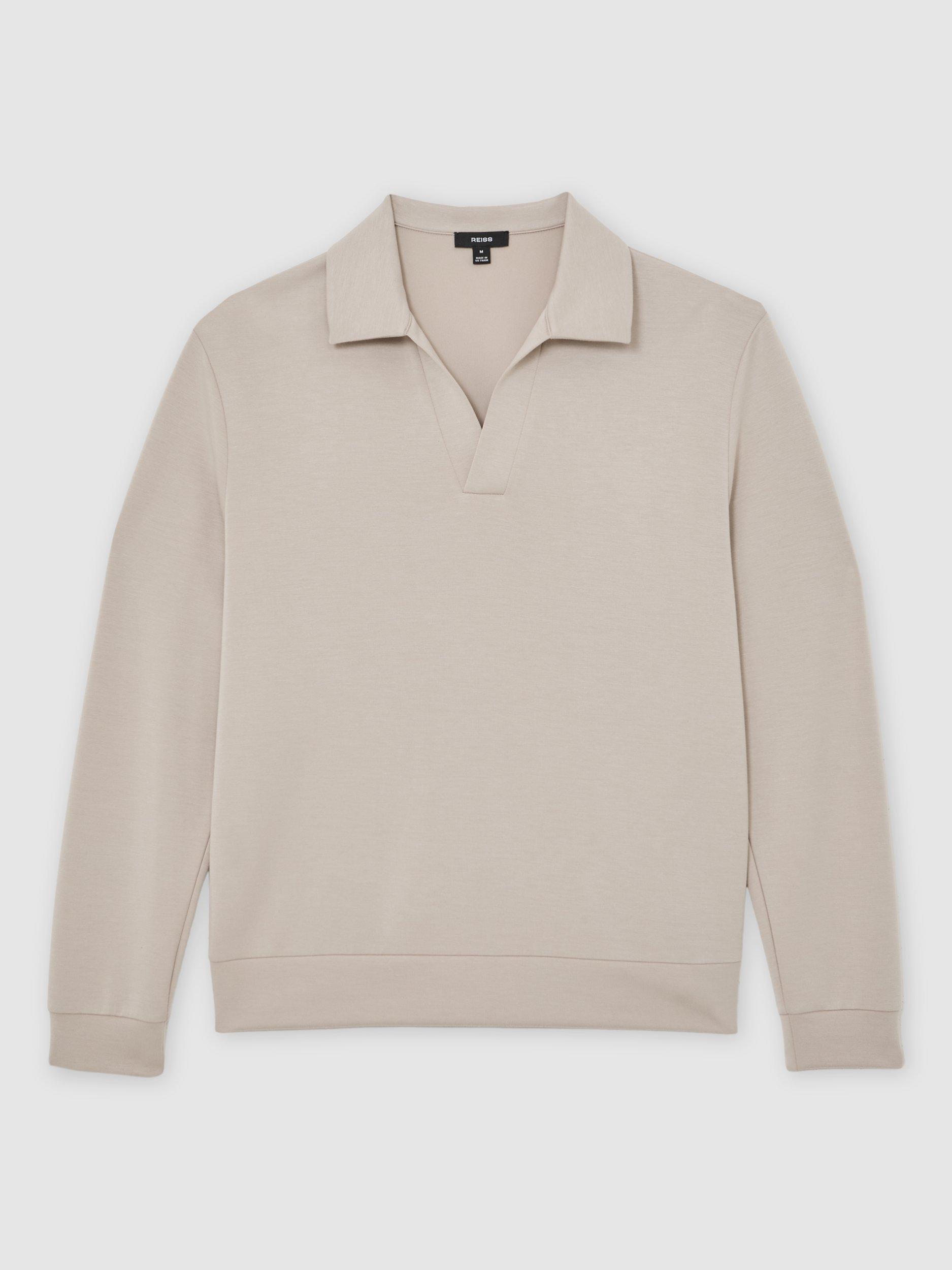 Product image 3 of 5, which shows Reiss Pearson Polo Sweatshirt, Stone, M
