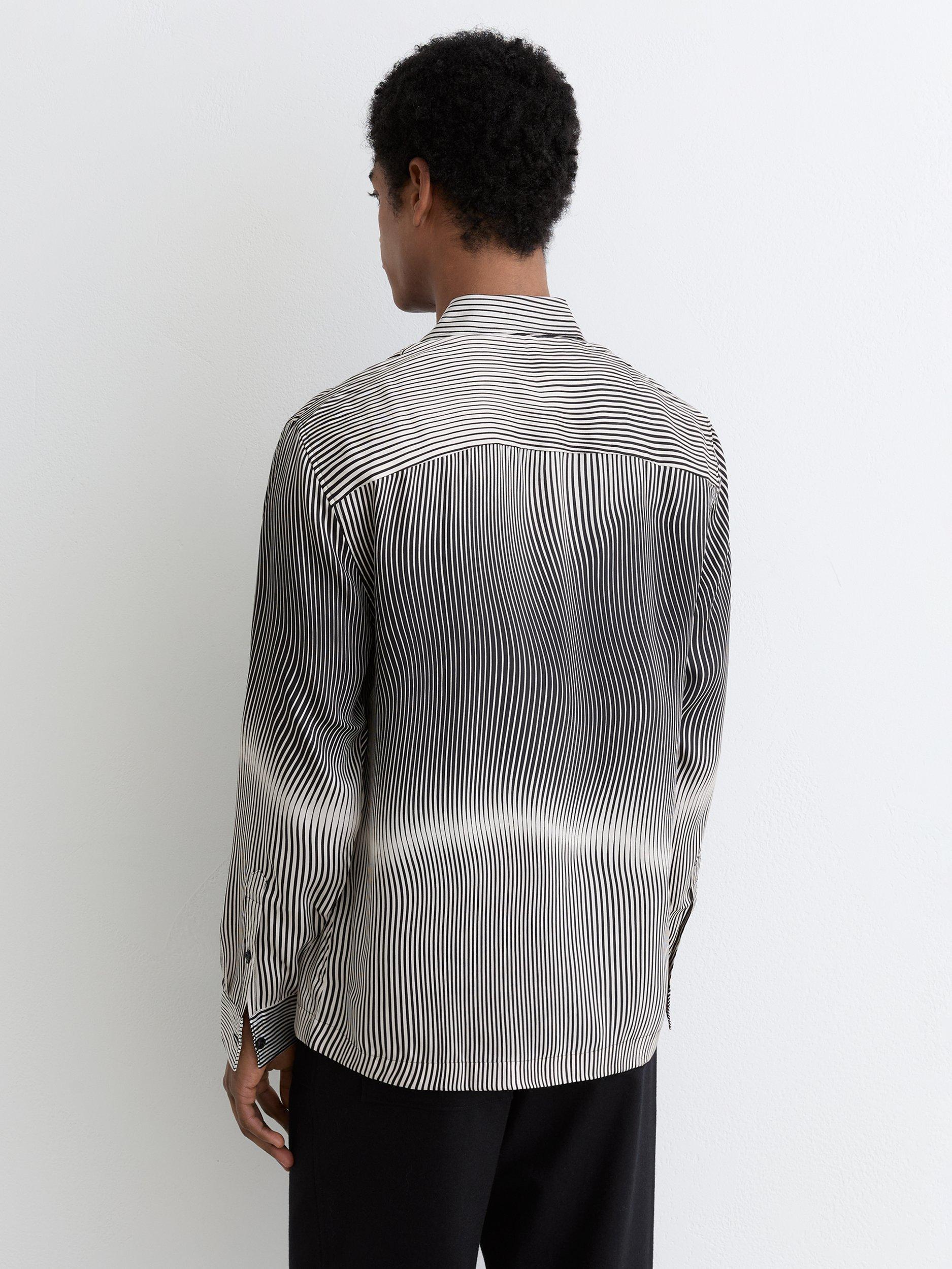 Product image 5 of 5, which shows Reiss Baxter Abstract Stripe Shirt, Navy/White, XS