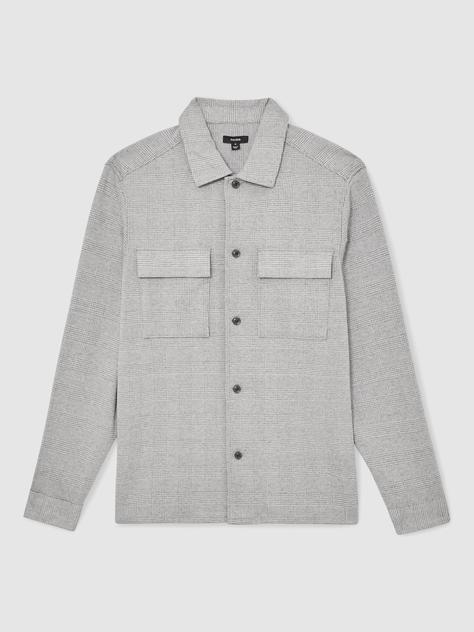 Product image 3 of 5, which shows Reiss Layroy Regular Fit Check Shirt, Soft Grey, S