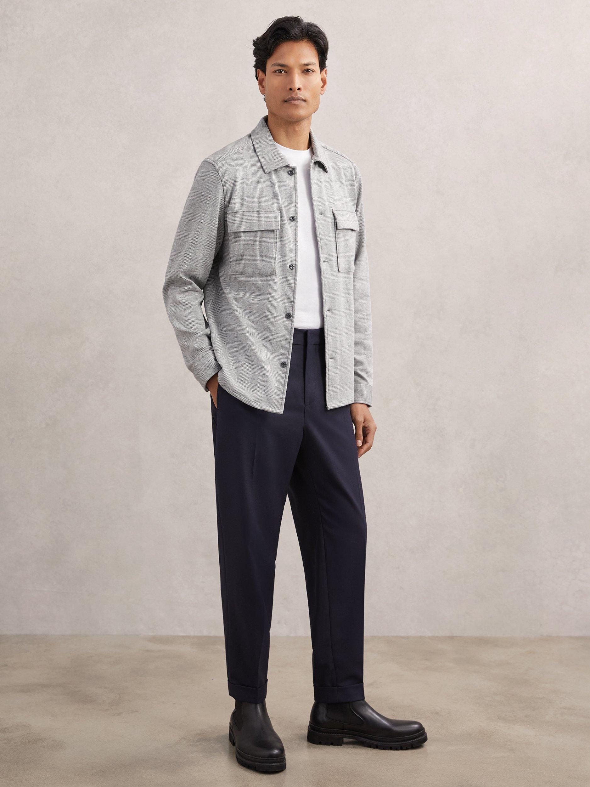 Product image 4 of 5, which shows Reiss Layroy Regular Fit Check Shirt, Soft Grey, S