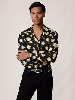 Reiss Petal Abstract Floral Print Shirt, Black, Black