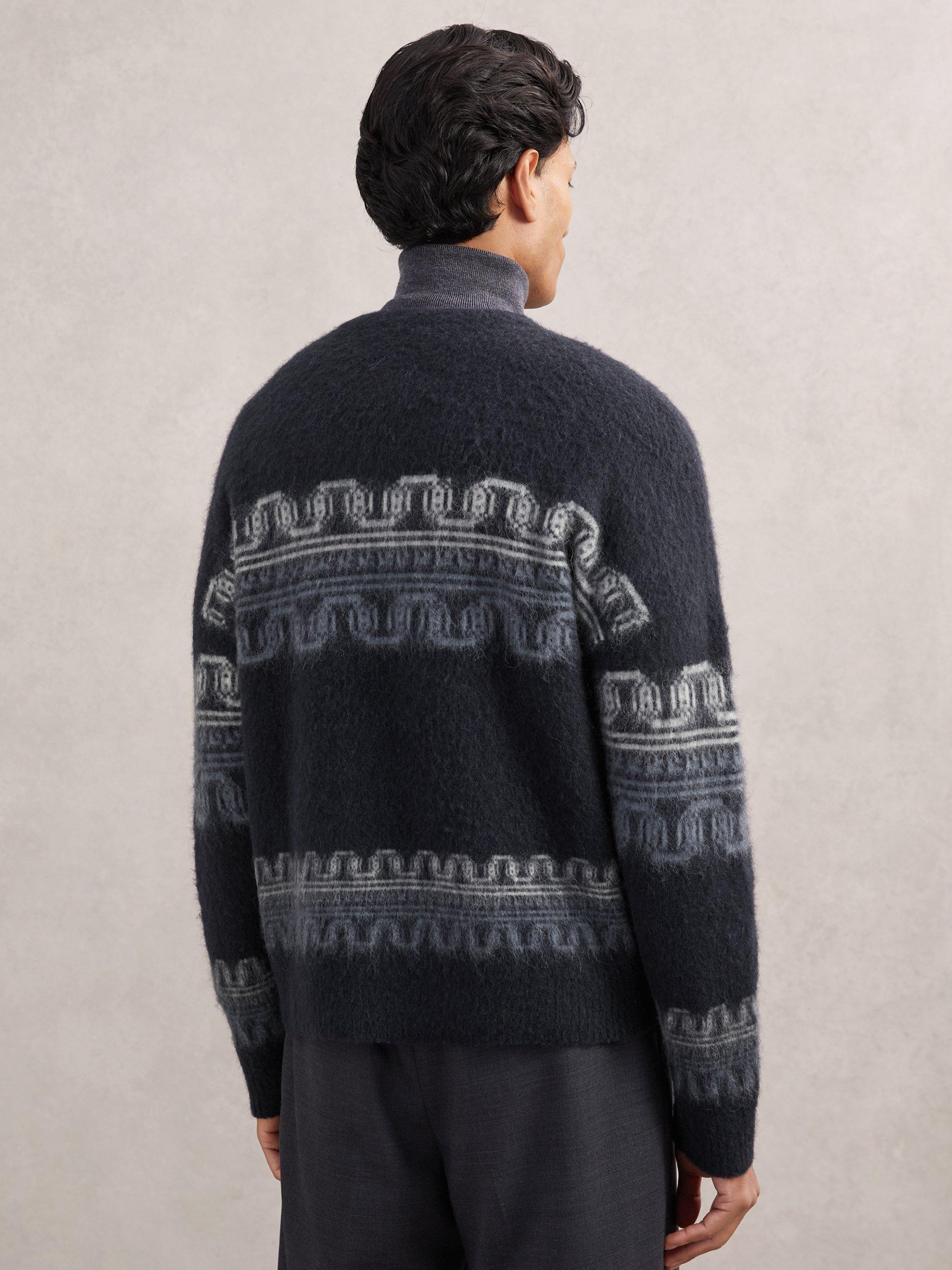 Product image 2 of 5, which shows Reiss Lennox Fair Isle Jumper, Navy, XS