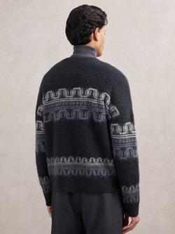 Reiss Lennox Fair Isle Jumper, Navy - view 2, Navy