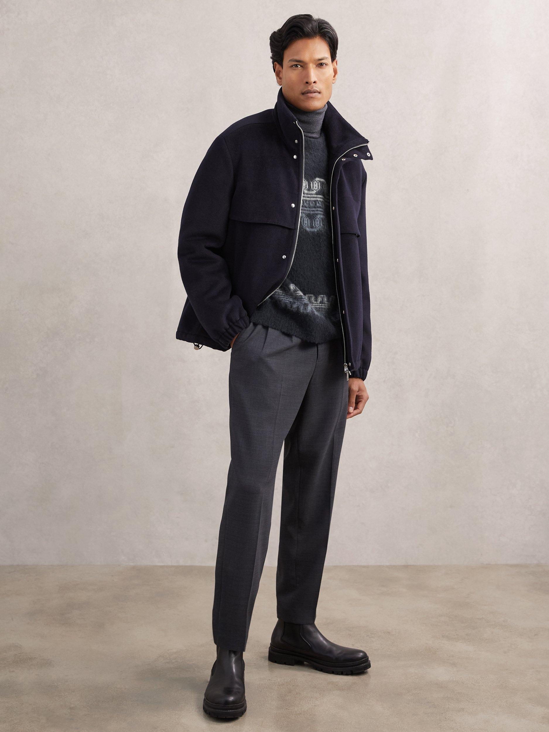 Product image 4 of 5, which shows Reiss Lennox Fair Isle Jumper, Navy, XS